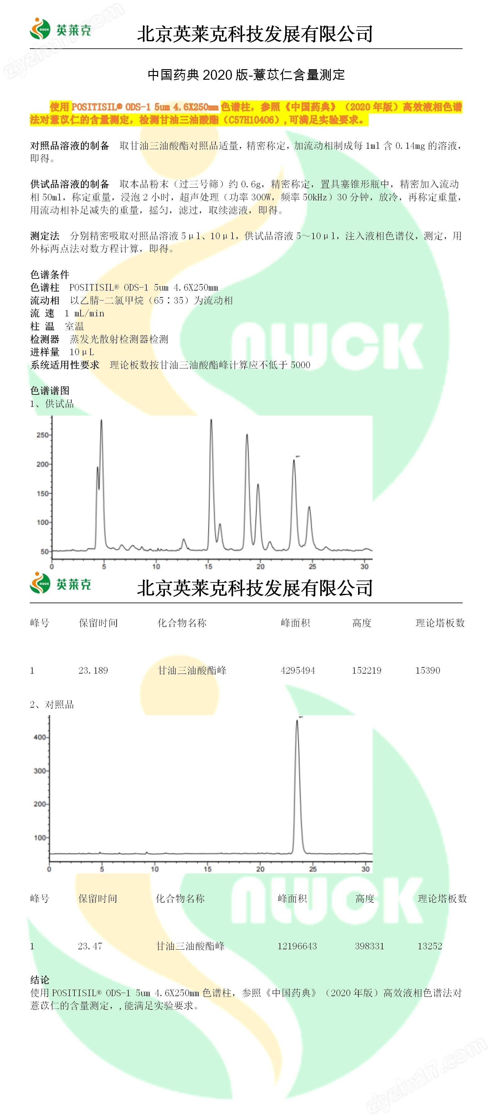 薏苡仁色譜柱